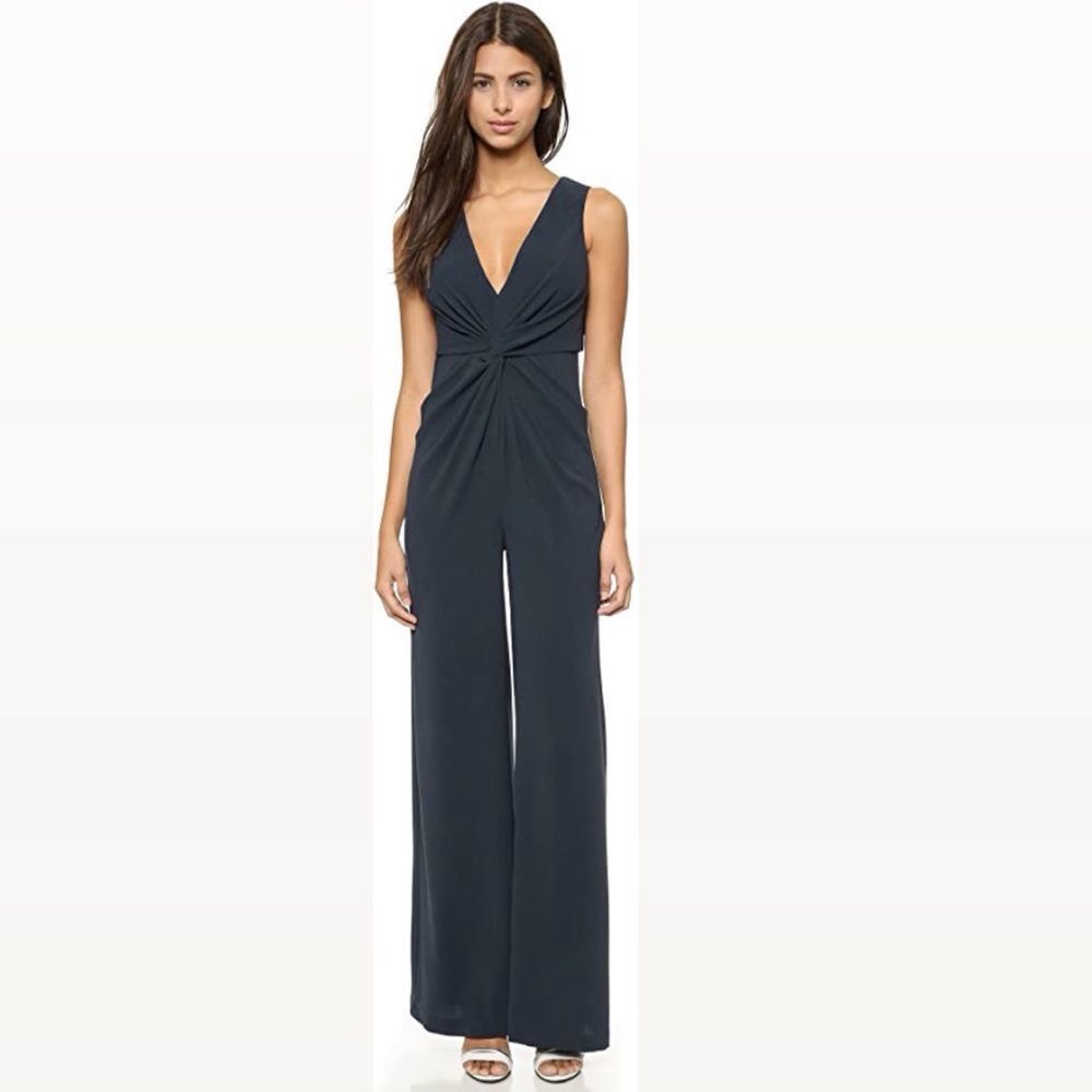 Halston Heritage V Neck Twist Front Jumpsuit Size 2